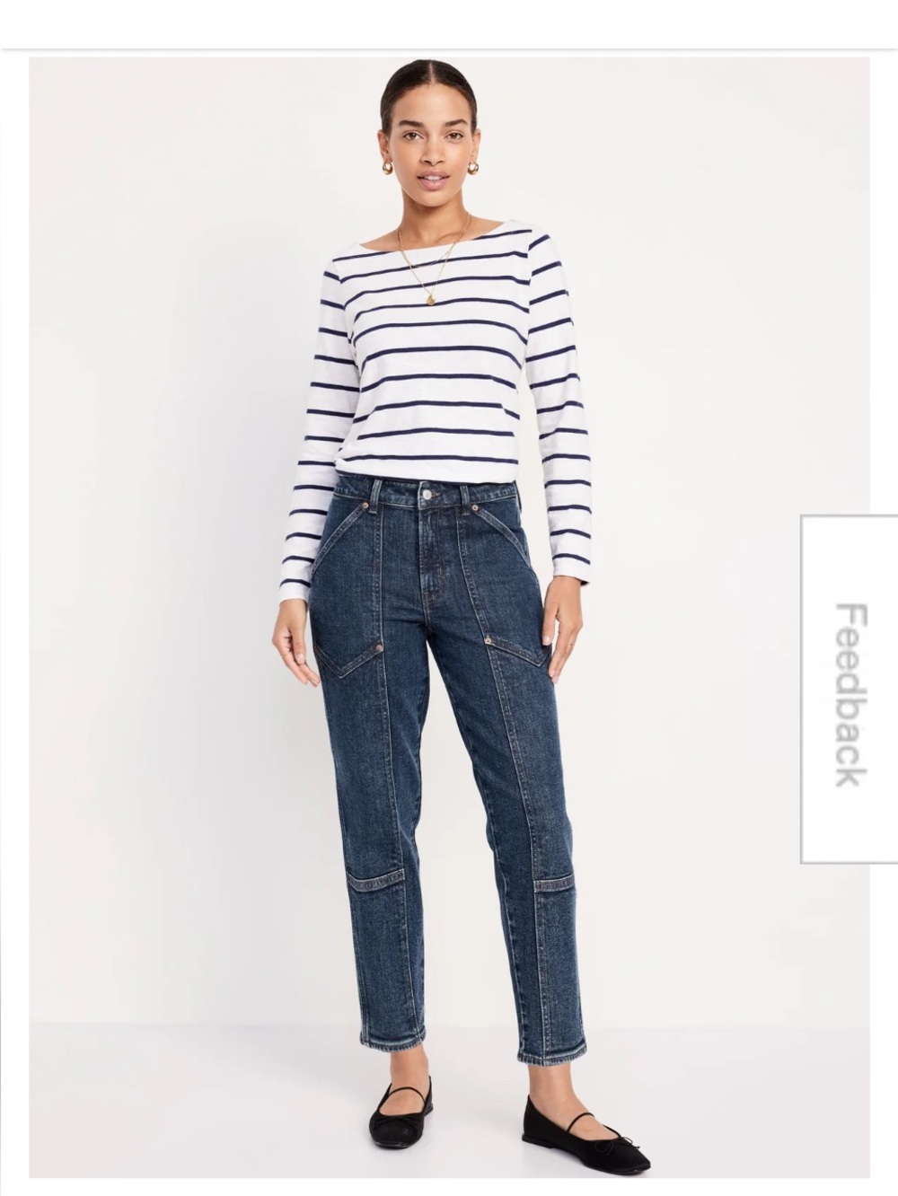 Old Navy O.G. Straight High-Rise Jeans in Dark Blue Utility style